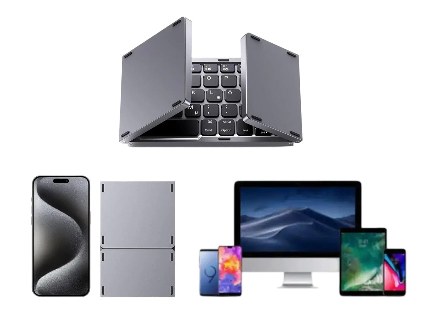 FoldKeyX, faltbare Tastatur mit Mousepad, kabellos